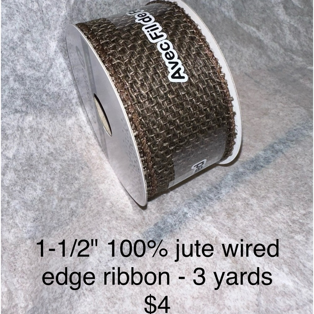 1-1/2" Jute Wired Edge Ribbon
